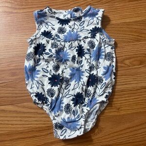 Carter's White and Blue Floral Infant Romper